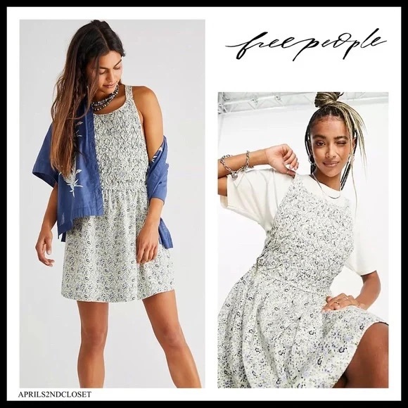 FREE PEOPLE BOHO FLOWY MINI DRESS BOHEMIAN PRINT POCKETS A3C - Picture 6 of 16